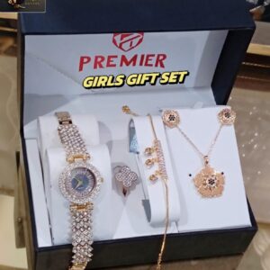 DIOR GIRLS DIAMOND STONE JEWELRY WATCH SET