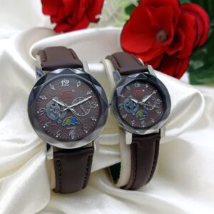 Premium Diamond Cut Glass Luxury Watch – High-Quality Leather Strap Edition