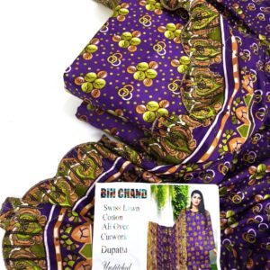 All-Over Printed Swiss Lawn 3-Piece Series – Matching Shirt & Trouser with Cutwork Dupatta