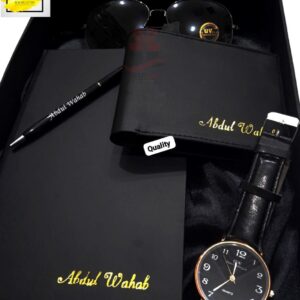 Gentleman’s Personalized 6-Piece Gift Set – Customized Wallet, Pen, Diary & Accessories