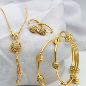 Premium Zircon Ball Jewellery Combo Set – Adjustable Bangles & Lock Balli Earrings