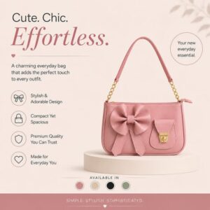 Cute Bow Stylish Crossbody Purse – Trendy Front Pocket & Golden Chain Sling Bag