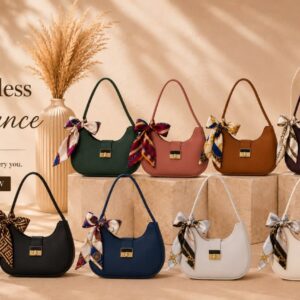 Premium Moon Bag with Elegant Ribbon – High-Quality Textured Crossbody Sling Bag