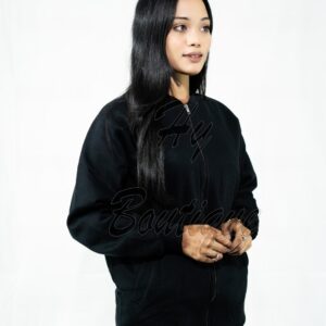 Best Quality Plain Fleece Black Jacket For Ladies & Girls - Soft, Warm & Stylish Winter Outerwear | Achievers Eshop