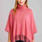 Winter Fleece Poncho With High Neck & Tassel Design - Stylish Warm Winter Wear For Girls & Princess | Achievers Eshop