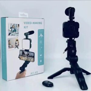 AY-49 Vlogging Kit - Portable Video Recording Setup With LED Light, Shotgun Mic & Flexible Tripod Without Remote | Achievers Eshop