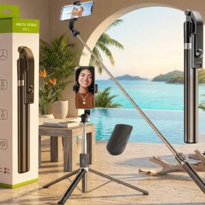 R1-L Premium Selfie Stick - Adjustable Model With Bluetooth Remote & Tripod Stand | Achievers Eshop